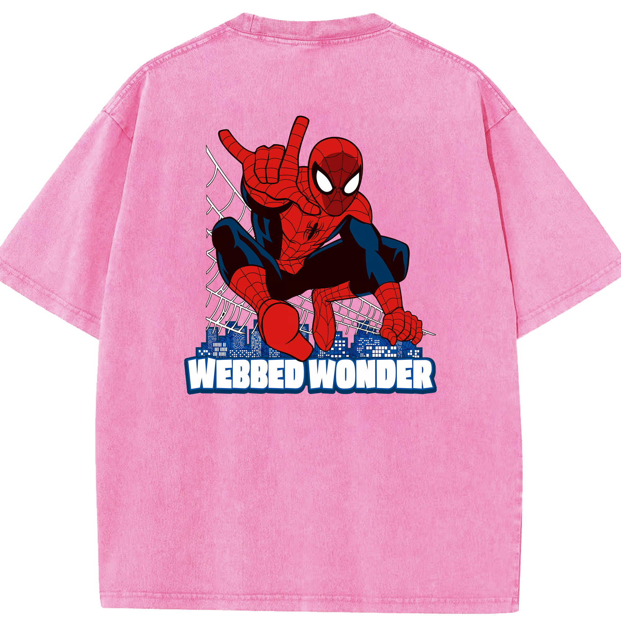 （画像用） Spider Man スパイダーマン 綿100% ヴィンテージ風 半袖Tシャツ（背面プリント）